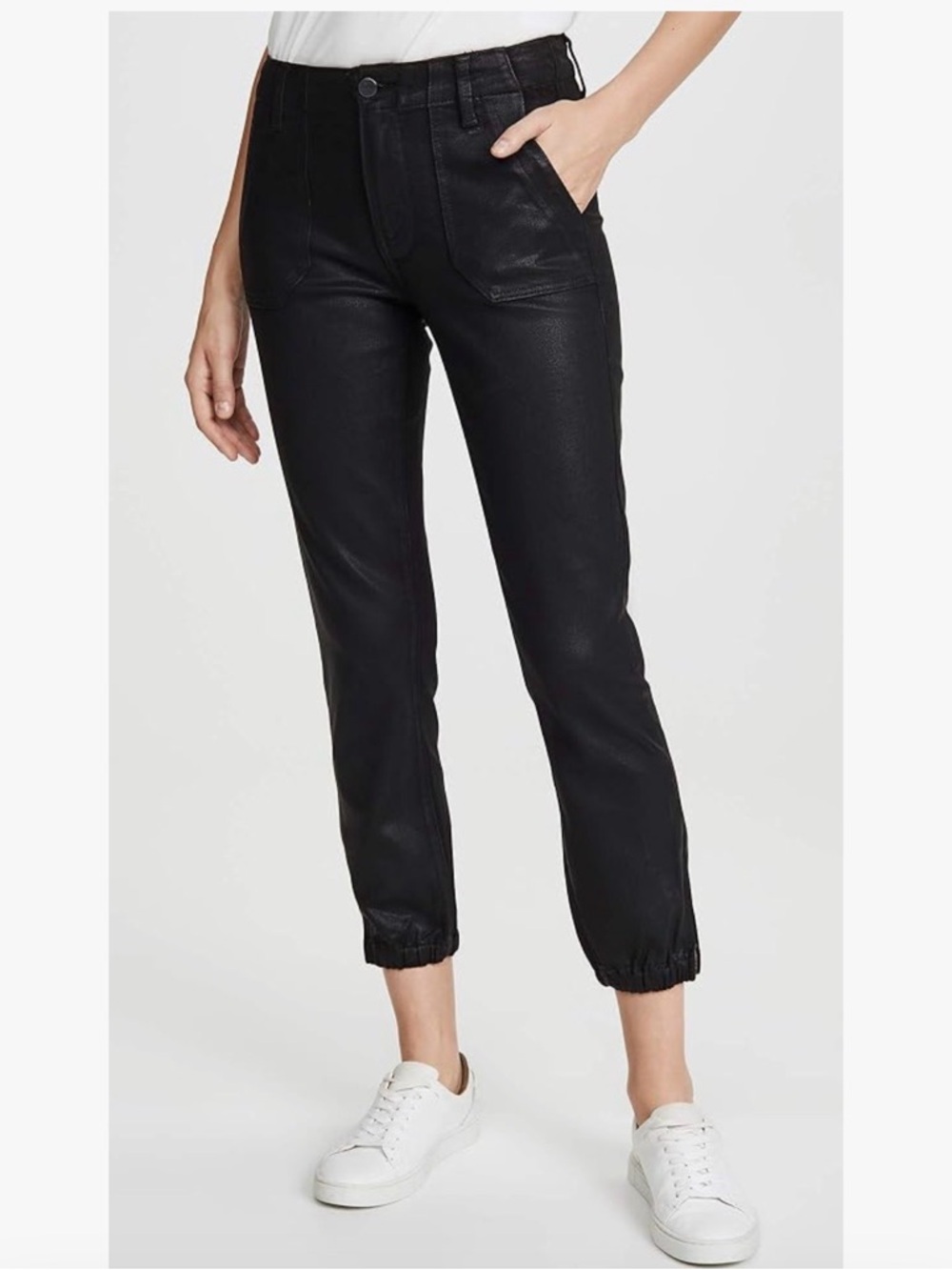 Paige Mayslie Black Coated Joggers